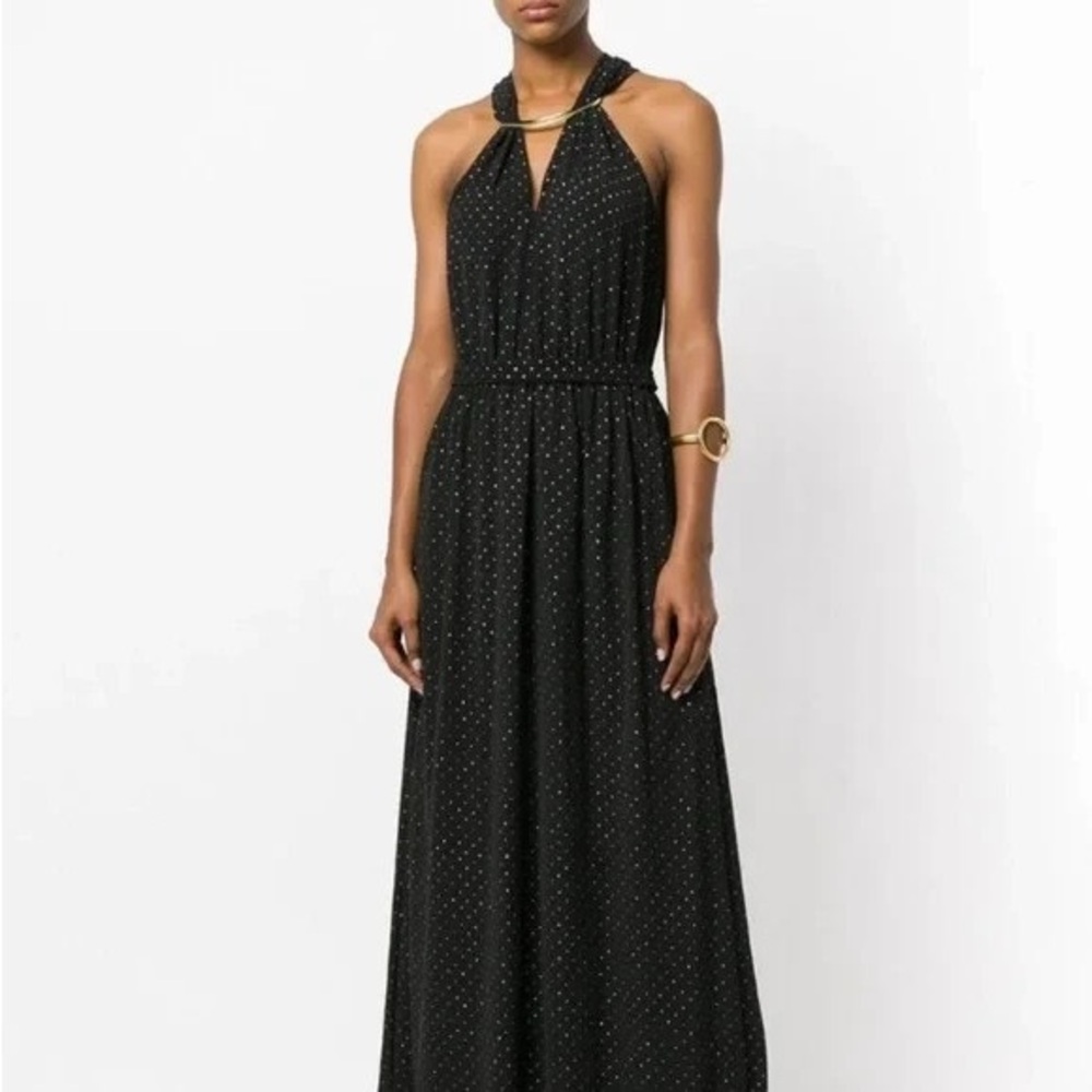 Black and Metallic Gold full length Dress